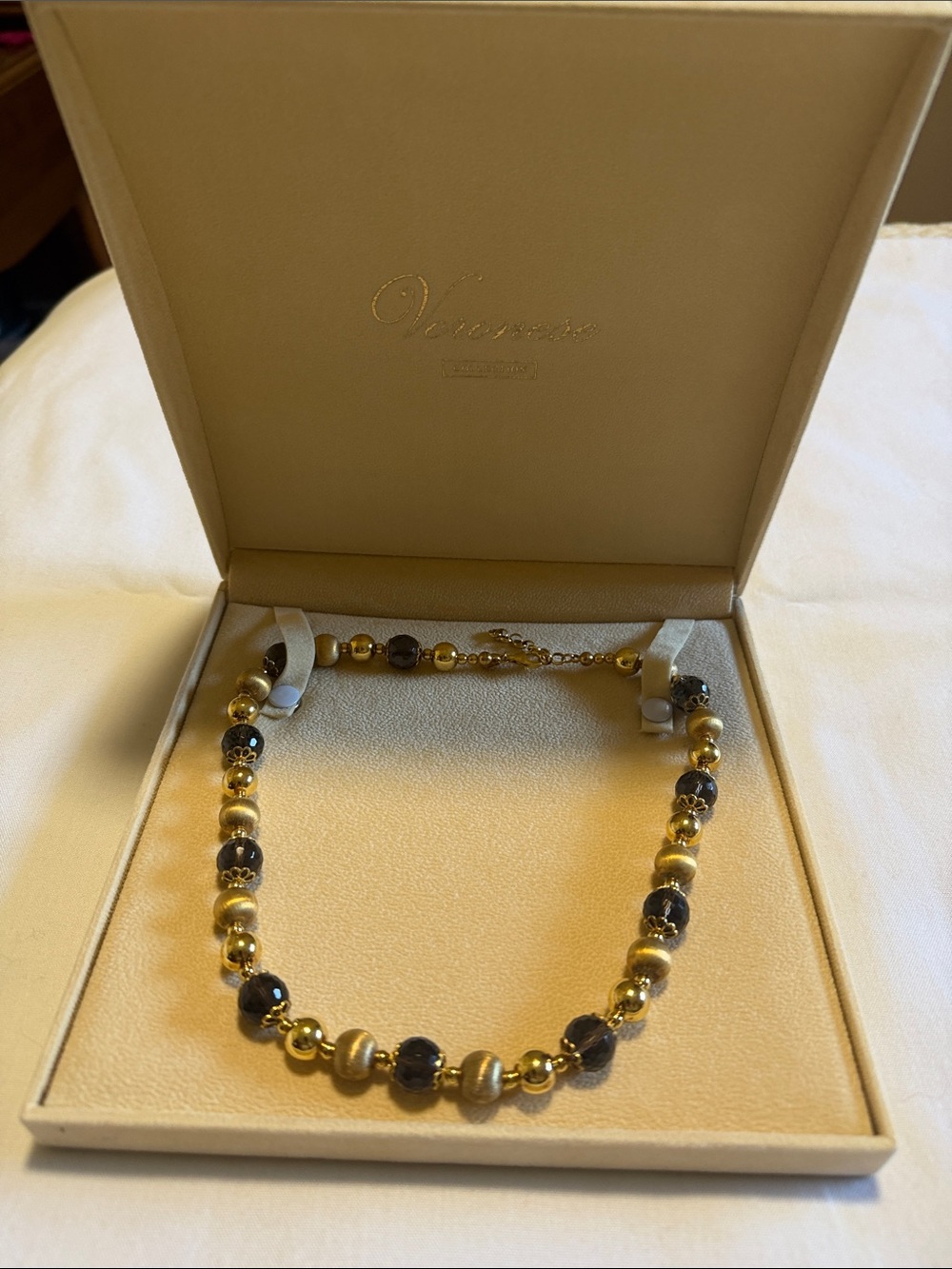 Veronese Gold and Dark Brown Bead Necklace